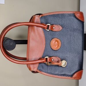 Blue brown Dooney & Bourke all weather leather handbag